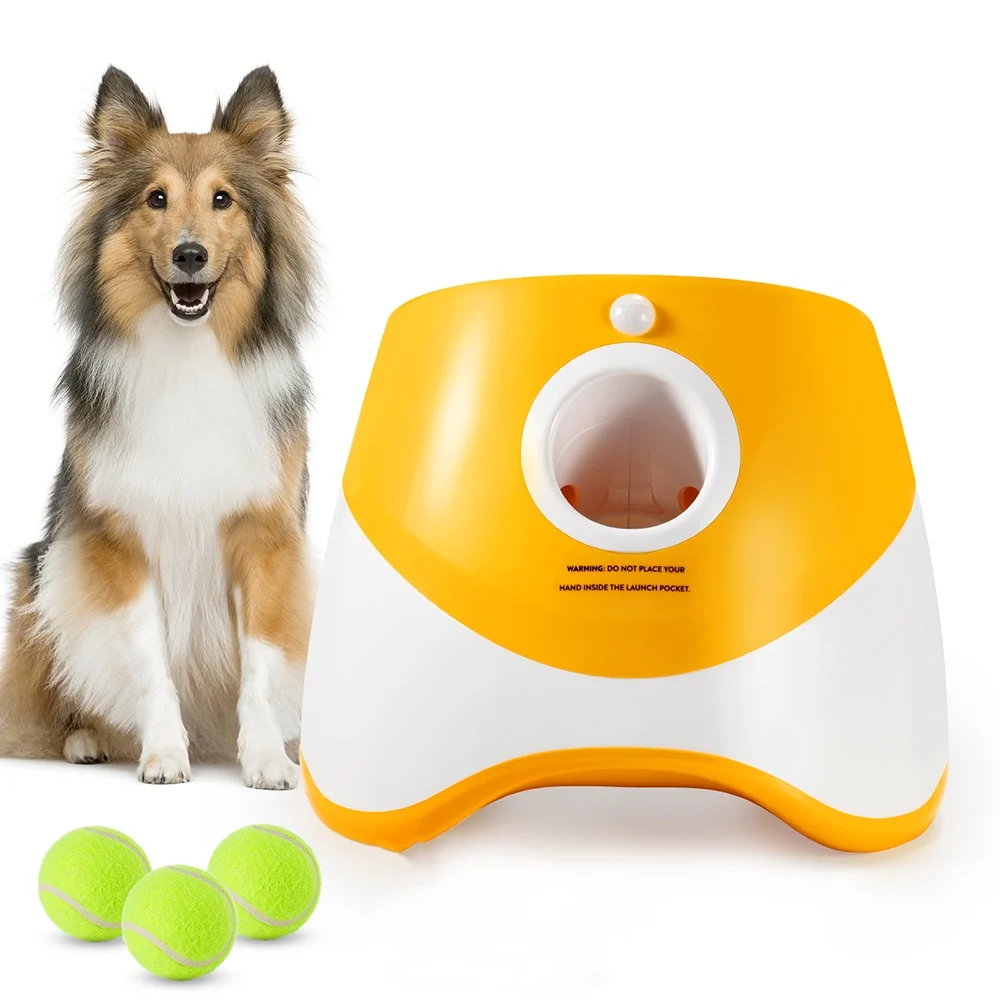 Automatic Throwing Machine Catapult for Dog Pet Toys Tennis Launcher Pet Ball Throw Device 3/6/9M Section + 3 Balls Dog Training