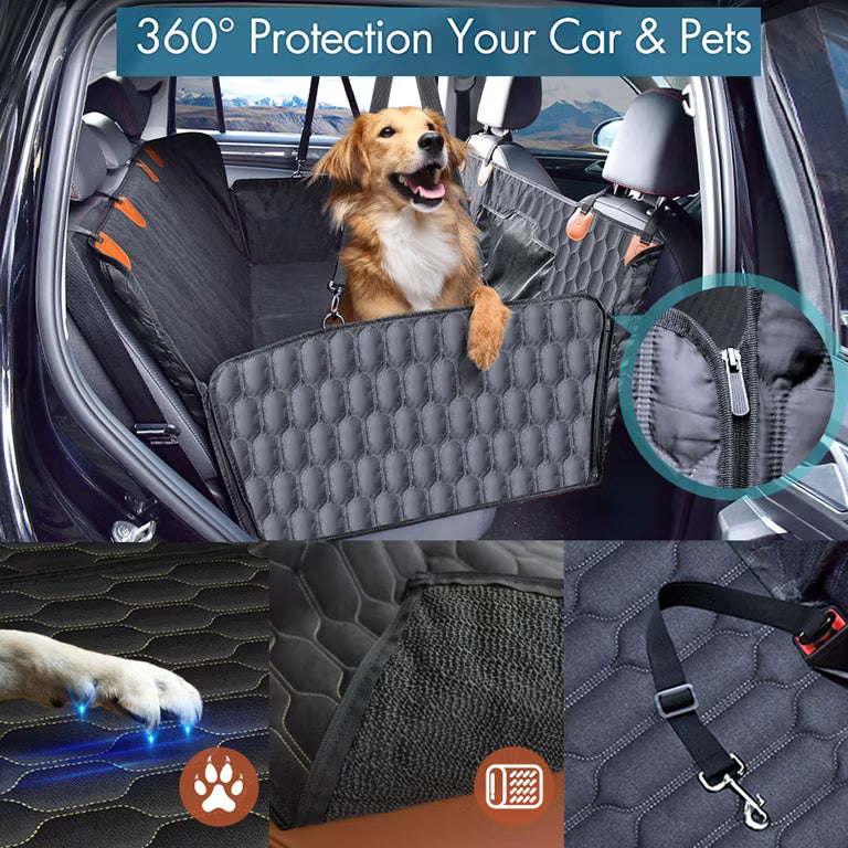 Back Seat Extender for Dogs-Large Space, Dog Car Seat Cover Hard Bottom Holds 400Lbs, Sturdy Backseat Extender for Dogs, Waterproof Dog Hammock for Car Dog Car Bed for Car, SUV, Truck Black