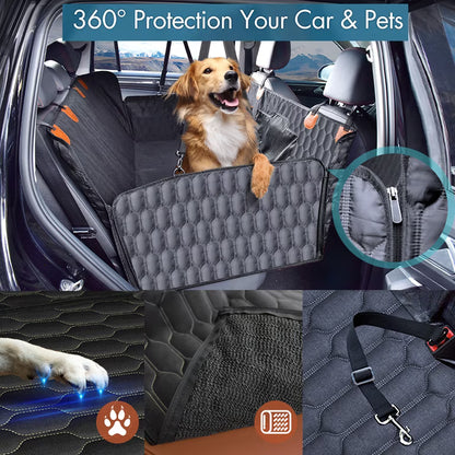 Back Seat Extender for Dogs-Large Space, Dog Car Seat Cover Hard Bottom Holds 400Lbs, Sturdy Backseat Extender for Dogs, Waterproof Dog Hammock for Car Dog Car Bed for Car, SUV, Truck Black