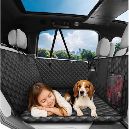 Back Seat Extender for Dogs-Large Space, Dog Car Seat Cover Hard Bottom Holds 400Lbs, Sturdy Backseat Extender for Dogs, Waterproof Dog Hammock for Car Dog Car Bed for Car, SUV, Truck Black