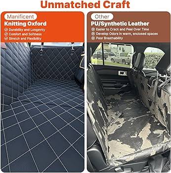 Back Seat Extender for Dogs-Large Space, Dog Car Seat Cover Hard Bottom Holds 400Lbs, Sturdy Backseat Extender for Dogs, Waterproof Dog Hammock for Car Dog Car Bed for Car, SUV, Truck Black
