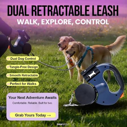 Retractable Dual Pet Dog Walking Leash